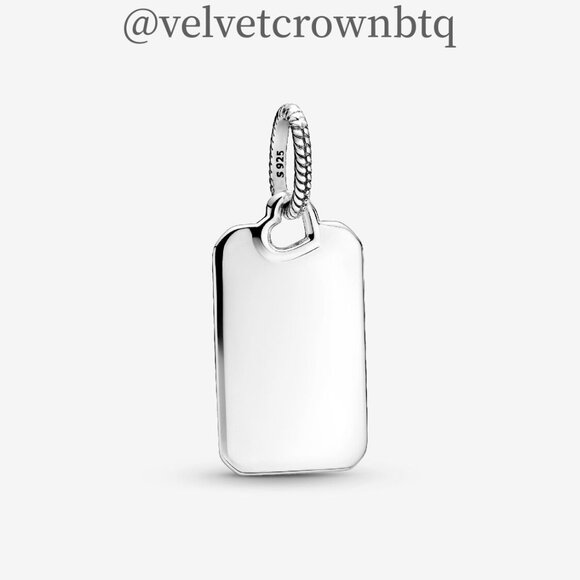Pandora Engravable Rectangle Tag Pendant - Picture 1 of 5
